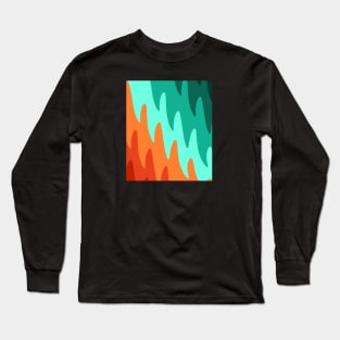 Abstract Flames - Light Green Orange Long Sleeve T-Shirt